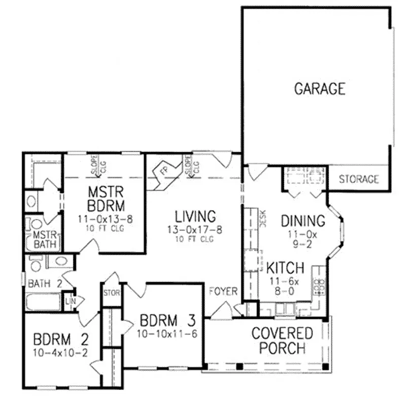 Ranch House Plan First Floor - 019D-0027 - Shop House Plans and More