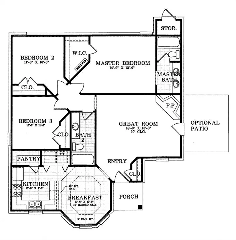 Ranch House Plan First Floor - 019D-0028 - Shop House Plans and More