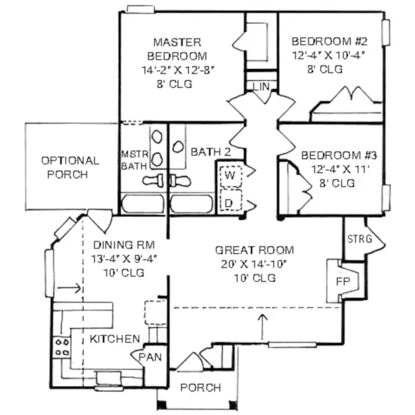 Ranch House Plan First Floor - 019D-0030 - Shop House Plans and More