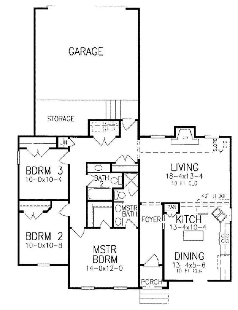 Ranch House Plan First Floor - 019D-0032 - Shop House Plans and More