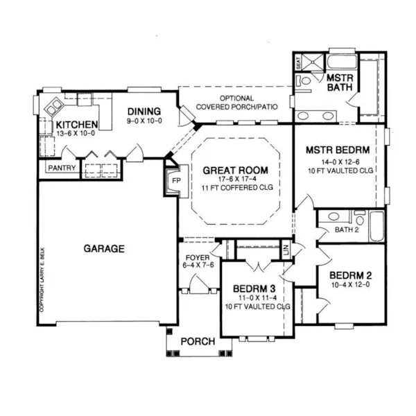 Ranch House Plan First Floor - 019D-0034 - Shop House Plans and More