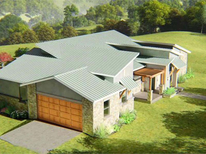 Contemporary House Plan Aerial View Photo 02 - 019D-0037 - Shop House Plans and More