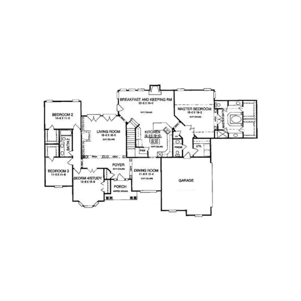 Ranch House Plan First Floor - 019D-0039 - Shop House Plans and More