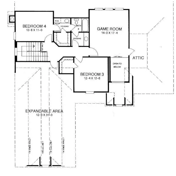 Traditional House Plan Second Floor - 019D-0040 - Shop House Plans and More