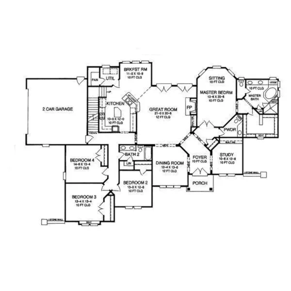 Country French House Plan First Floor - 019D-0041 - Shop House Plans and More