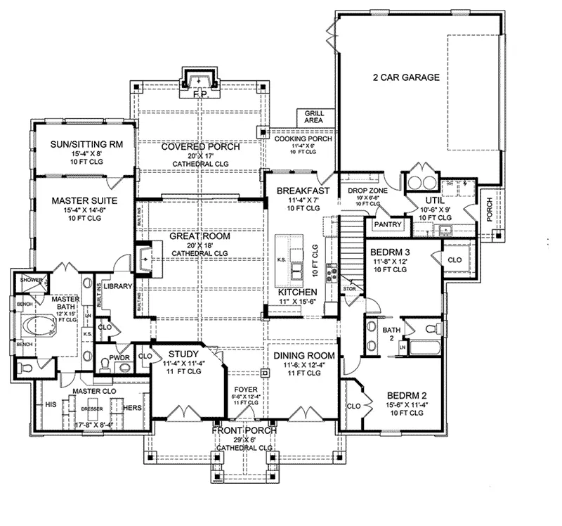 Rustic House Plan First Floor - 019D-0042 - Shop House Plans and More