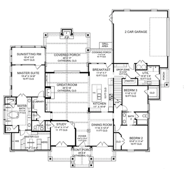 Lake House Plan First Floor - 019D-0042 - Shop House Plans and More