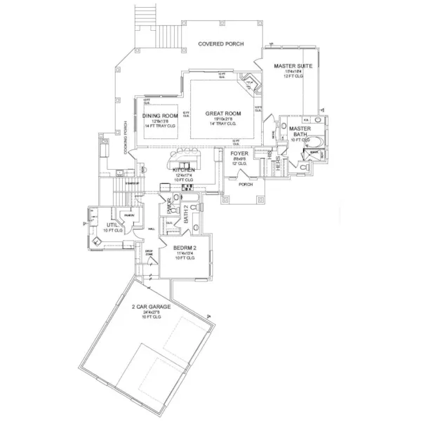 Southwestern House Plan First Floor - 019D-0043 - Shop House Plans and More