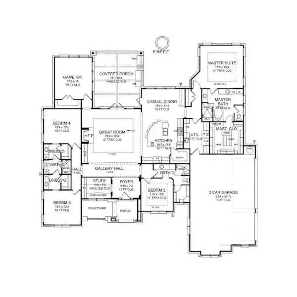 Modern Farmhouse Plan First Floor - 019D-0044 - Shop House Plans and More