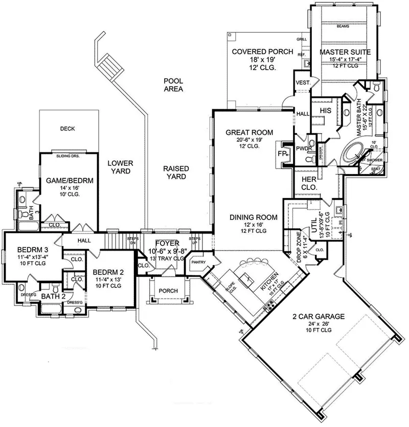 Sunbelt House Plan First Floor - 019D-0045 - Shop House Plans and More