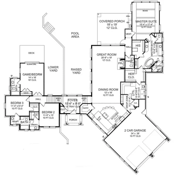 Sunbelt House Plan First Floor - 019D-0045 - Shop House Plans and More