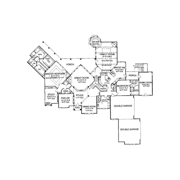 Craftsman House Plan First Floor - Corbin Luxury Home 019S-0001 - Search House Plans and More