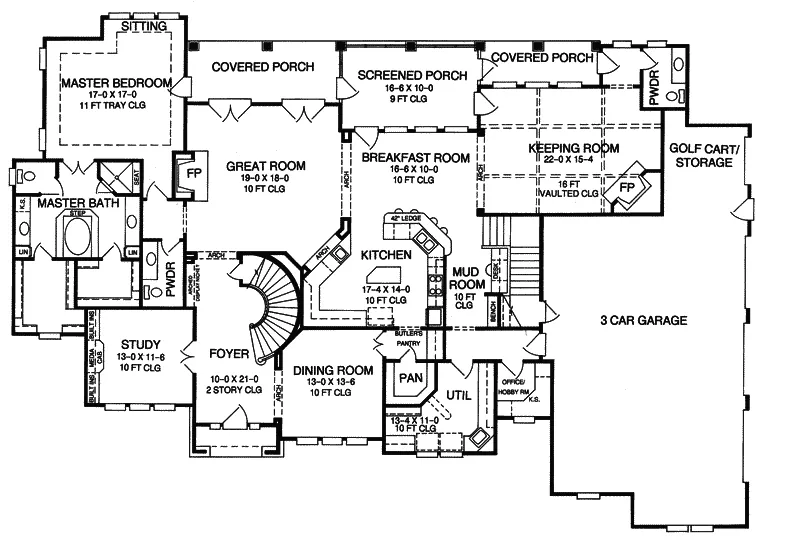 Luxury House Plan First Floor - Darby Hill European Style Home 019S-0003 - Search House Plans and More