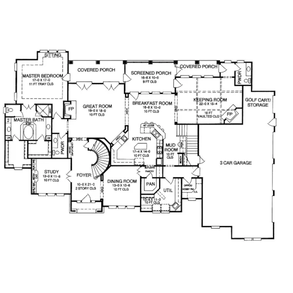 European House Plan First Floor - Darby Hill European Style Home 019S-0003 - Search House Plans and More