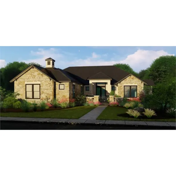 Southwestern House Plan Front of Home - Marbella Bay Luxury Ranch Home 019S-0004 - Shop House Plans and More