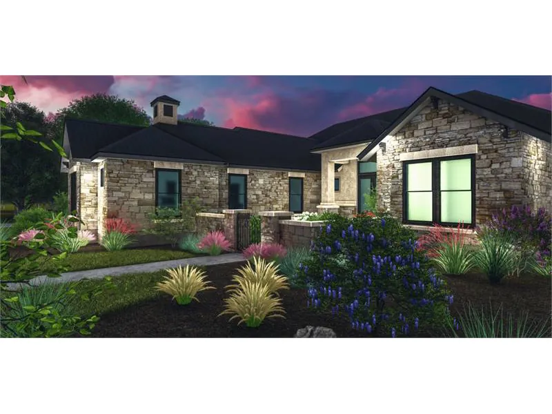 Mountain House Plan Front Photo 04 - Marbella Bay Luxury Ranch Home 019S-0004 - Shop House Plans and More