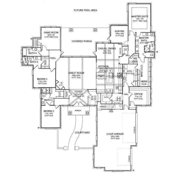 Lake House Plan First Floor - 019S-0005 - Shop House Plans and More