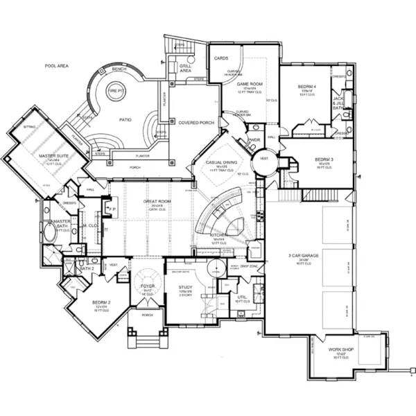 Traditional House Plan First Floor - Preston Woods Craftsman Home 019S-0007 - Shop House Plans and More