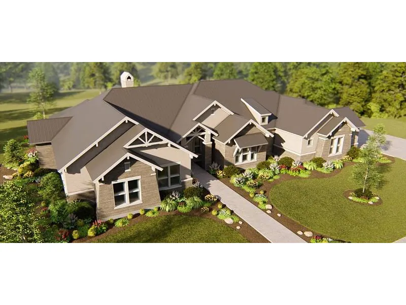 Traditional House Plan Aerial View Photo 02 - 019S-0008 - Shop House Plans and More