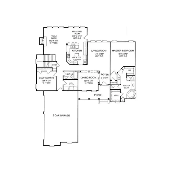 Country House Plan First Floor - Albracca Two-Story Home 019S-0013 | House Plans and More