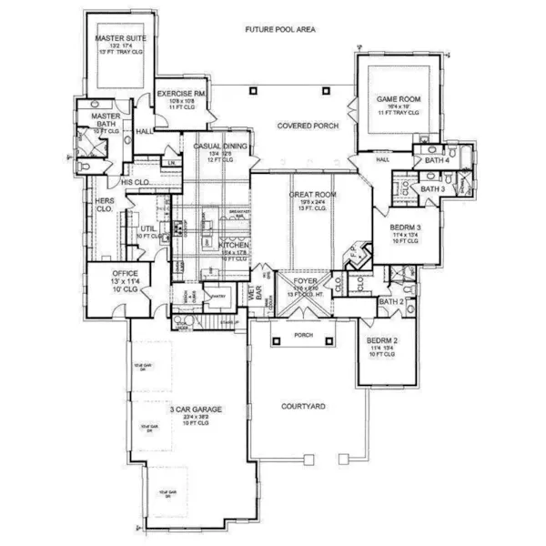 Ranch House Plan First Floor - Colin Court II Ranch Home 019S-0016 | House Plans and More