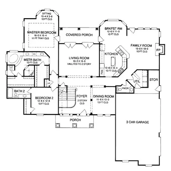 Cabin & Cottage House Plan First Floor - Balleroy Luxury Home 019S-0019 | House Plans and More