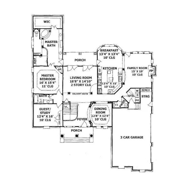 Luxury House Plan First Floor - Poplar Oaks Luxury Home 019S-0020 | House Plans and More