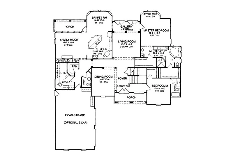 Southern House Plan First Floor - Serrant Traditional Home 019S-0024 | House Plans and More