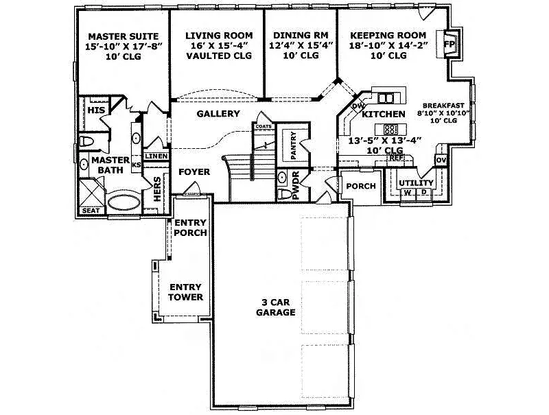 Country French House Plan First Floor - 019S-0025 | House Plans and More