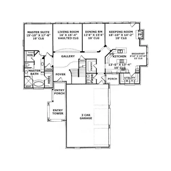 Luxury House Plan First Floor - Wading River Craftsman Home 019S-0025 | House Plans and More