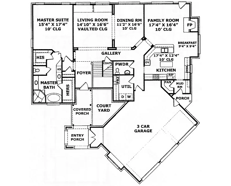 Mountain House Plan First Floor - Yorkshire European Home 019S-0026 | House Plans and More