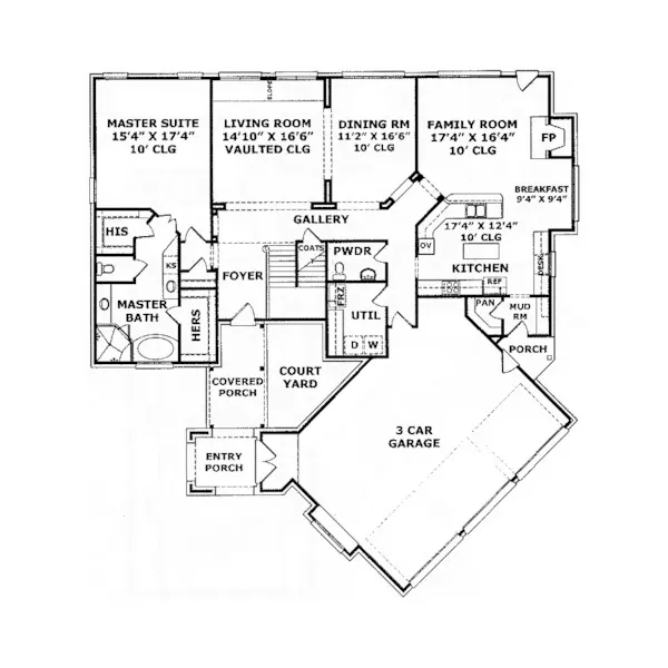 Mountain House Plan First Floor - Yorkshire European Home 019S-0026 | House Plans and More