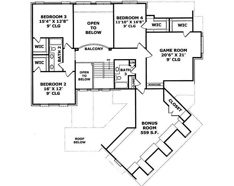 Mountain House Plan Second Floor - Yorkshire European Home 019S-0026 | House Plans and More
