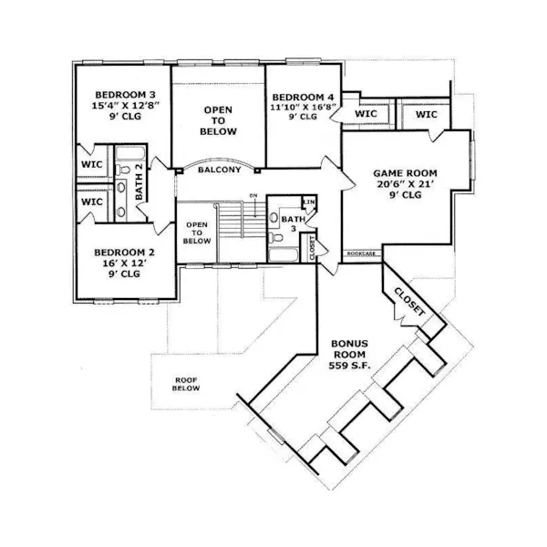 Mountain House Plan Second Floor - Yorkshire European Home 019S-0026 | House Plans and More