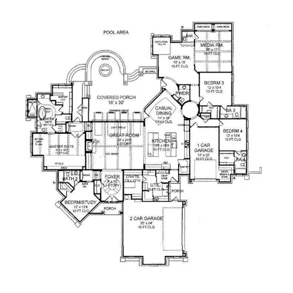 Farmhouse Plan First Floor - Villa Bella Luxury Home 019S-0027 | House Plans and More