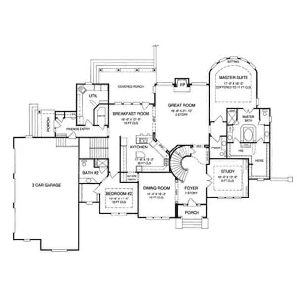 Country French House Plan First Floor - 019S-0041 - Shop House Plans and More