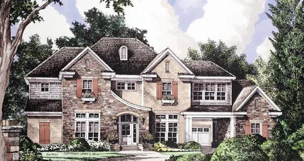 European House Plan Front of Home - 019S-0042 - Shop House Plans and More