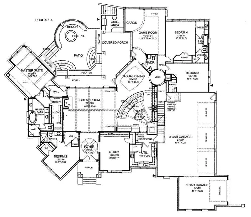 Italian House Plan First Floor - 019S-0043 - Shop House Plans and More