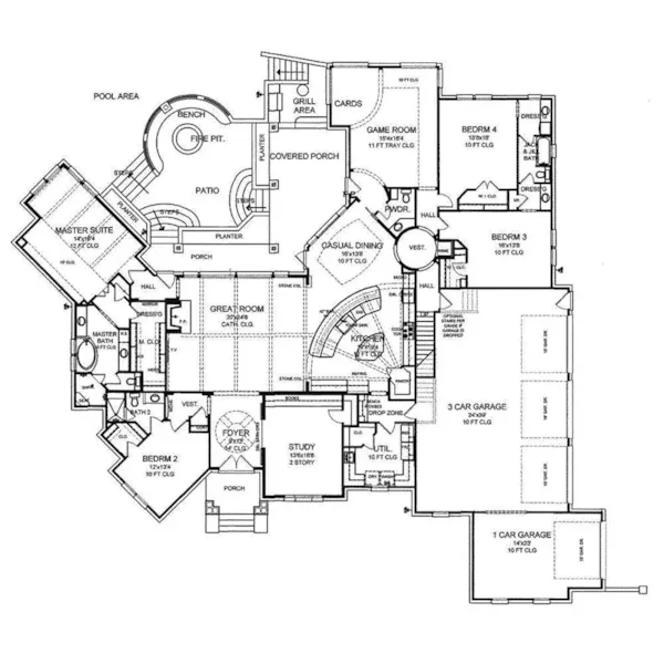 Mountain House Plan First Floor - Conrad Place Luxury Home 019S-0043 - Shop House Plans and More