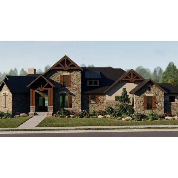 Mountain House Plan Front of Home - Conrad Place Luxury Home 019S-0043 - Shop House Plans and More