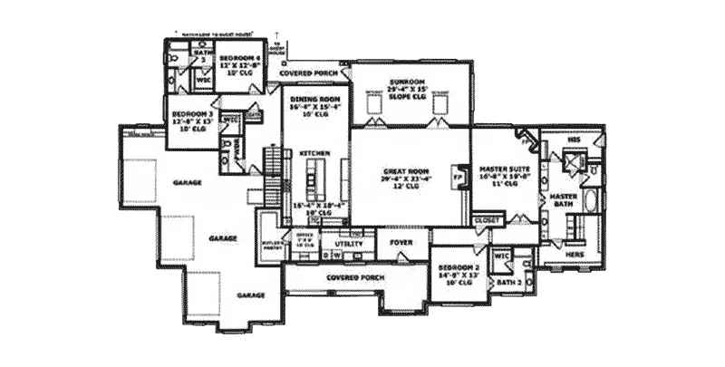 Luxury House Plan First Floor - Leaning Oak Luxury Home 019S-0044 | House Plans and More