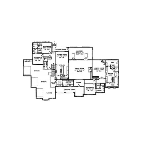 Luxury House Plan First Floor - Leaning Oak Luxury Home 019S-0044 | House Plans and More