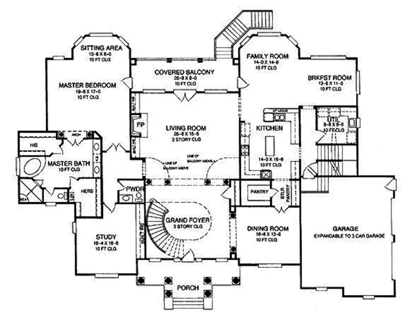 Georgian House Plan First Floor - 019S-0051 - Shop House Plans and More