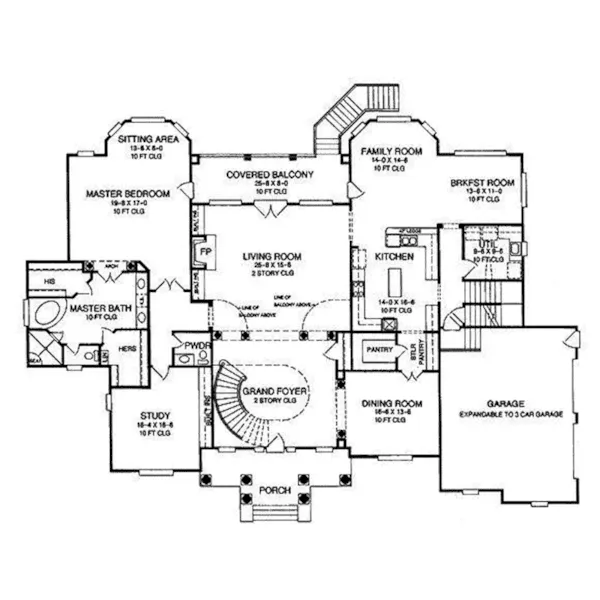 Colonial House Plan First Floor - 019S-0051 - Shop House Plans and More