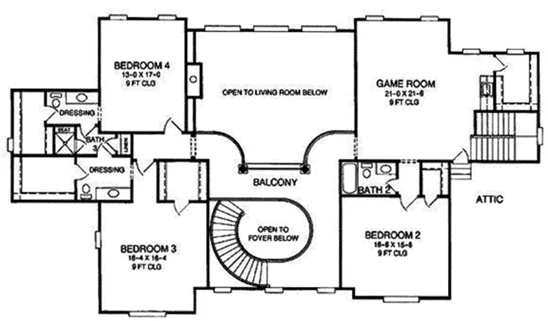 Georgian House Plan Second Floor - 019S-0051 - Shop House Plans and More