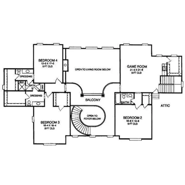 Colonial House Plan Second Floor - 019S-0051 - Shop House Plans and More