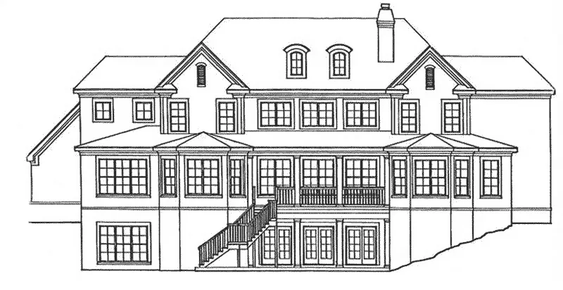 Colonial House Plan Rear Elevation - 019S-0051 - Shop House Plans and More