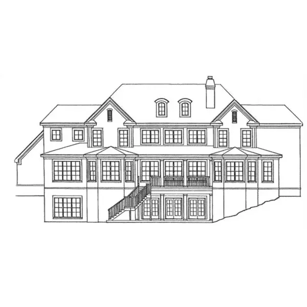 Colonial House Plan Rear Elevation - 019S-0051 - Shop House Plans and More