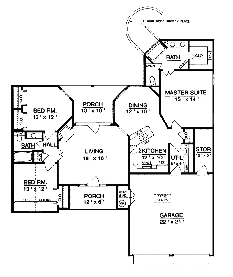 Ranch House Plan First Floor - Lavina Hill Ranch Home 020D-0003 - Shop House Plans and More