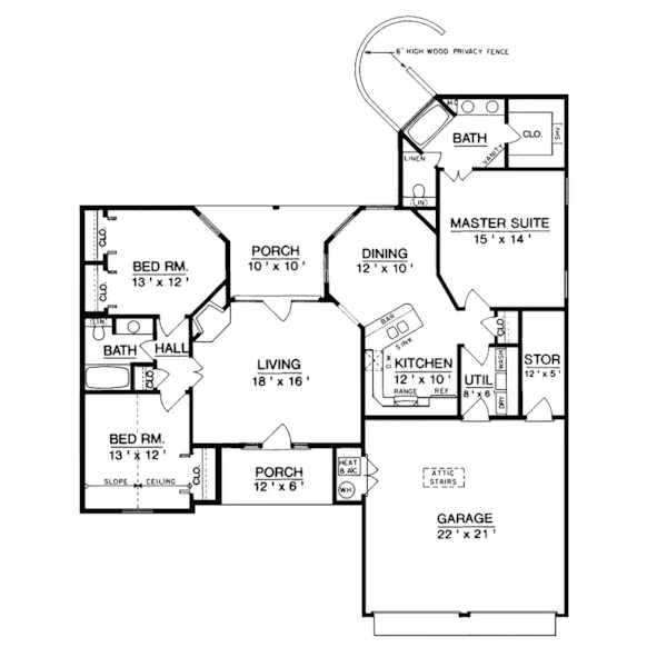 Traditional House Plan First Floor - Lavina Hill Ranch Home 020D-0003 - Shop House Plans and More